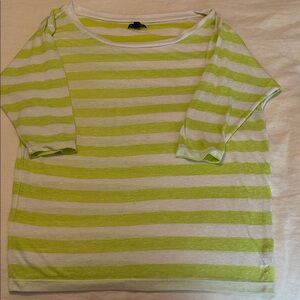 American Eagle Outfitters Lime and Cream Striped Tee